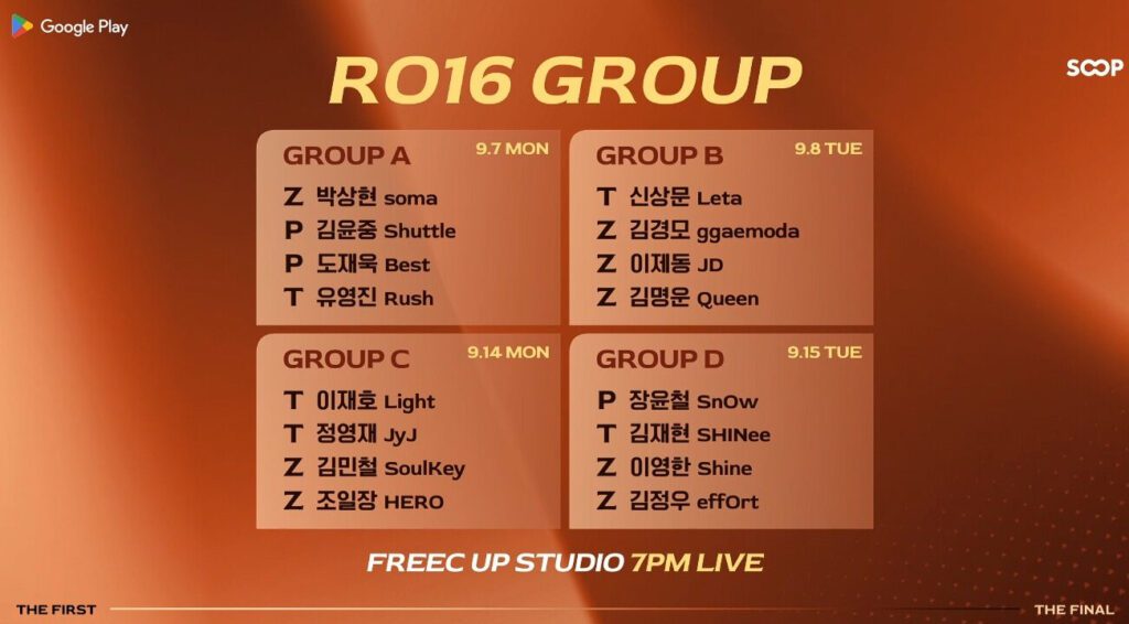 ASL Season 22 Round of 16 Group Selection Complete; Group A Kicks Off with Park Sang-hyun vs. Kim Yoon-joong on September 7